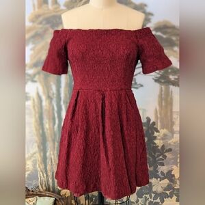 Off the shoulder red mini dress